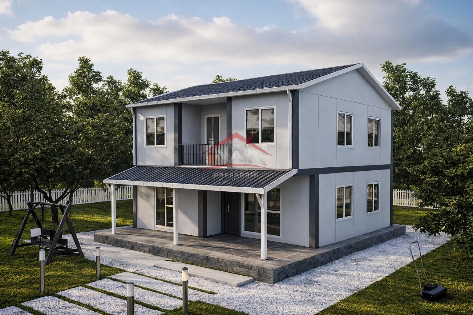 3+1 Çift Katlı Prefabrik Ev 131 m²