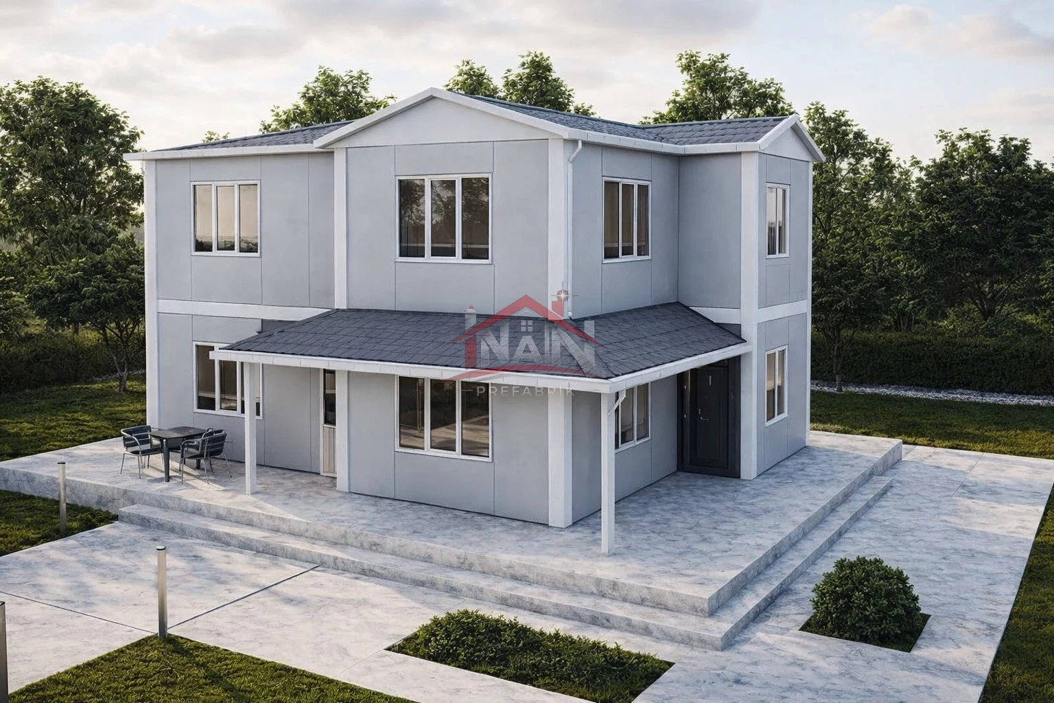 4+1 Çift Katlı Prefabrik Ev 142 m²